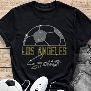 Los Angeles Rhinestone T-Shirt, Sporty Athletic Fan Apparel, Soccer Spirit Wear Shirt, Comfort Colors Game Day Outfit, Soccer Player Gift