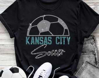 Kansas City Rhinestone Soccer T-Shirt: Vintage Mascot Game Day Tee