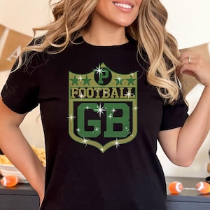 Koszulka piłkarska Green Bay w stylu vintage z kryształkami: prezent dla kibica na mecz