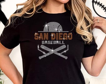 Koszulka baseballowa San Diego z kryształkami: koszulka baseballowa Retro SD