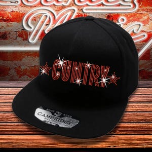 Chapeau scintillant en strass musique country, casquette de concert western bling, chapeau snapback mignon country tour, cadeau de cow-girl pour enterrement de vie de jeune fille