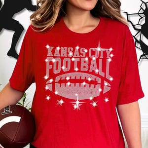 Kansas City Rhinestone Football Shirt: Sparkling Game Day Tee