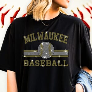 Milwaukee Baseball Rhinestone T-Shirt: Retro Mascot Game Day Tee