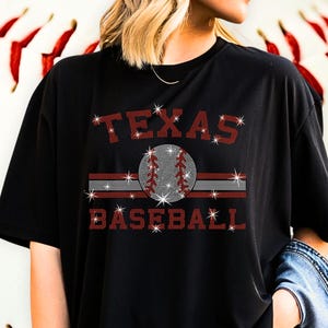 Texas Baseball-T-shirt met strass steentjes: Game Day Team-T-shirt