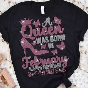 Birthday Rhinestone T-Shirt for Queens Born in February, Birthday Bling Shirt, Aquarius Astrology Gift, Leap Year Birthday Sweatshirt