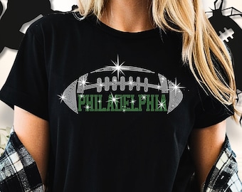 Philadelphia Rhinestone T-shirt, Fashion Modern Unique Design Football Tee, Game Season Cute Shirt, Sports Lover Gift For Men or Women