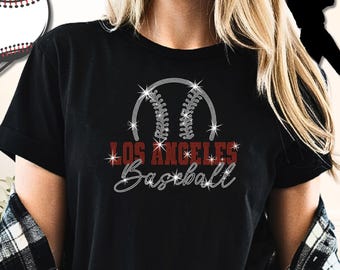 ロサンゼルス・ベースボールチームのラインストーンシャツ：LAスポーツファン向け衣装