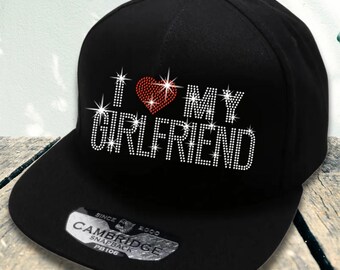 I Herz Liebe Meine Freundin Strass Cap: Glitzernde Snapback Hat