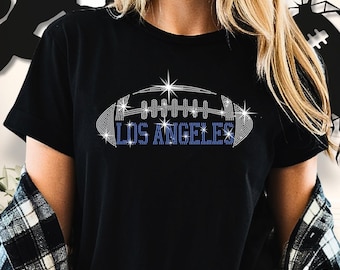 Camiseta de fútbol americano de Los Ángeles con pedrería: estilo vintage Comfort Colors