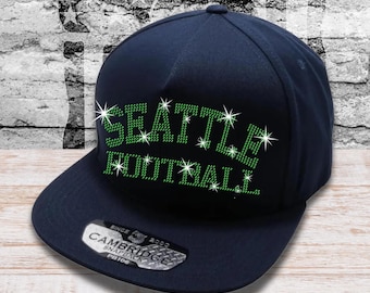 Seattle Football Rhinestone Snapback Cap: Sport Team Headwear