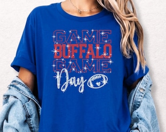 Buffalo Football Game Day Rhinestone Shirt: Sparkly Buffalo Sports Apparel