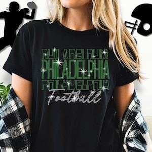Philadelphia Rhinestone Football Shirt: Sparkling Gameday Tee
