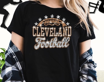 Cleveland Football Rhinestone Shirt: Sparkly Tailgate Party Outfit