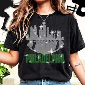 Philadelphia Rhinestone Football Shirt: Game Day Bling Tee