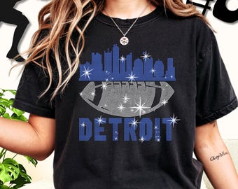 Koszulka Detroit Rhinestone Football: Koszulka na imprezę w dniu meczu