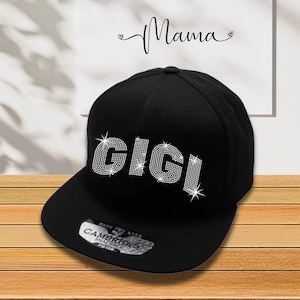 Gigi Rhinestone Snapback Cap, Cool Grandma Headwear, Unique Design Nana Cap Present for Mothers Day Birthday and Gameday from Grandkids