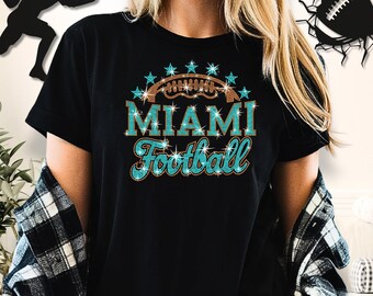 Miami Rhinestone Football Shirt: Game Day Sports Team Apparel