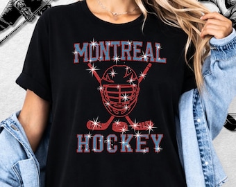 Montreal Hockey Rhinestone Shirt: Sparkling Hockey Team Supporters Tee