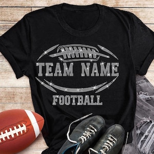 Customizable Team Name Rhinestone Football T-Shirt: Sports Mom Tee