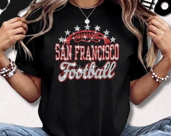 San Francisco Football Rhinestone Shirt: Sports Season Football Teams Bling Tee