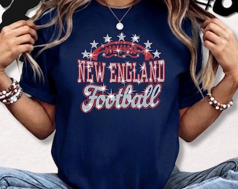 New England Rhinestone Football Shirt: Football Games Lover Sparkle Tee