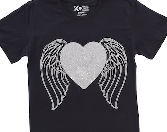T-shirt met hartjes engelenvleugels: Memorial Apparel