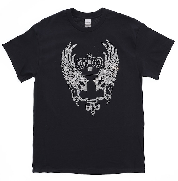 Cute Eagle & Angel Wings With Royal Crown Rhinestone Bling T
