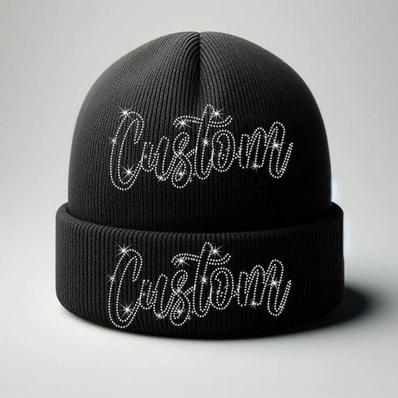 Personalized Rhinestone Beanie: Custom Sparkle Designs - Etsy display picture 3