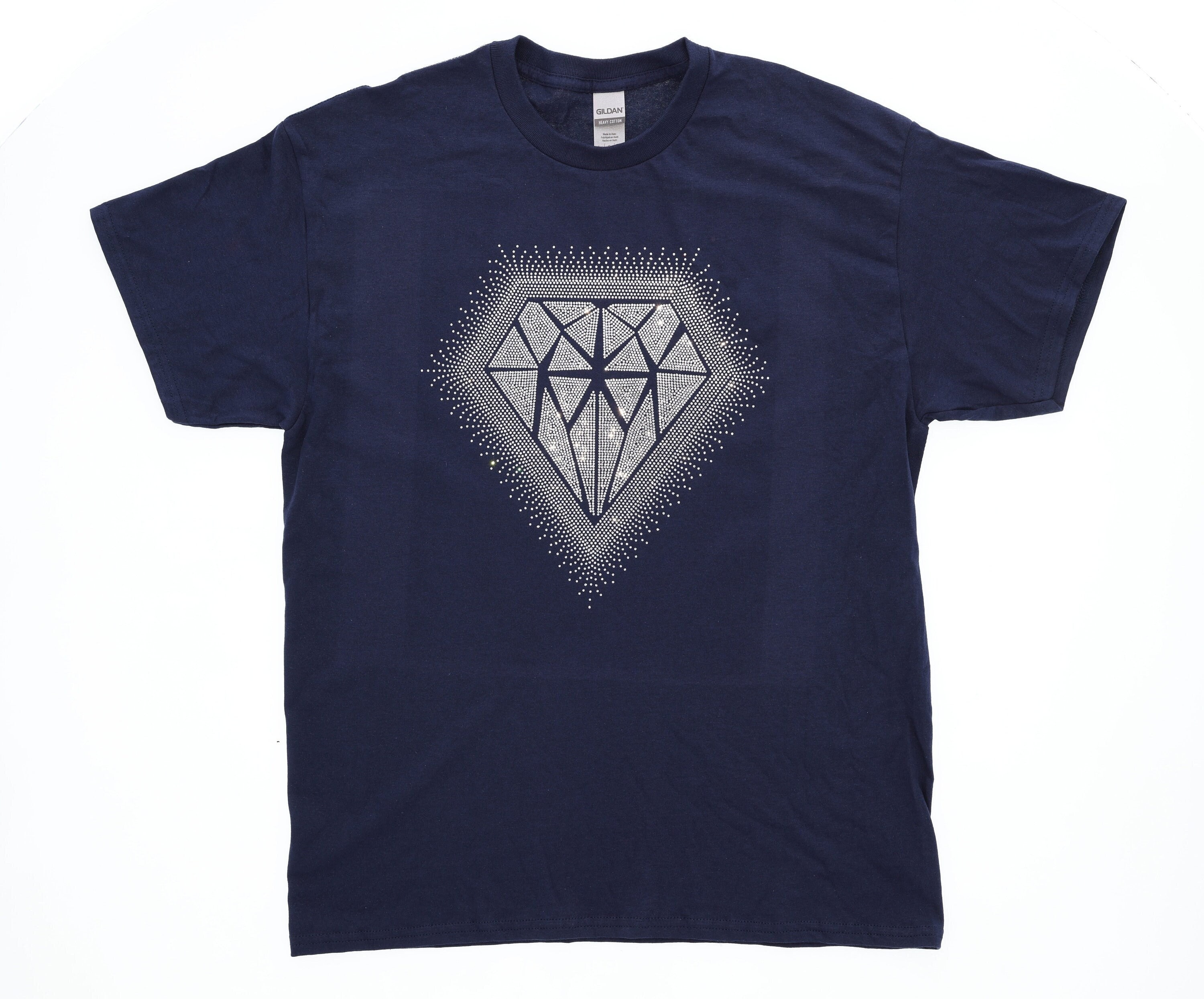 Sparkling Giant Diamond Rhinestone T-shirt, Eye-catching