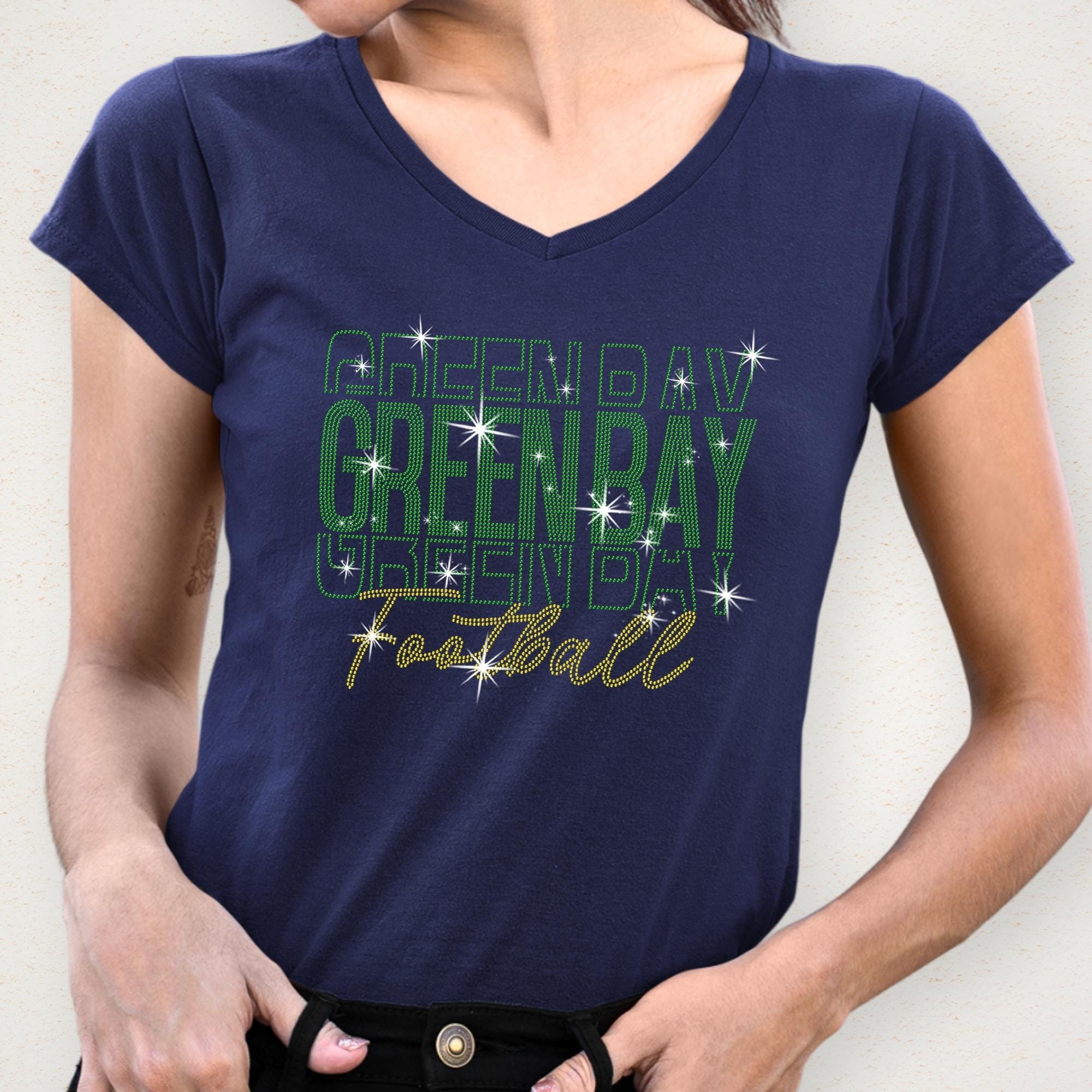 Green Bay Rhinestone Football Gameday Shirt: Sparkling Sports