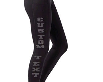 Custom Rhinestone Football Leggings: High Waist Yoga Pants with Pocket