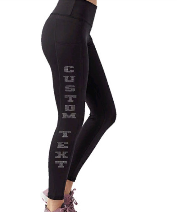 Custom Rhinestone Leggings Active Wear Yoga Pant Women Football