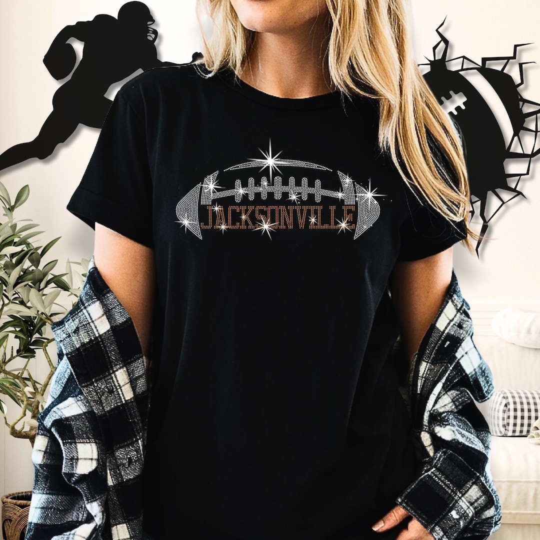 Jacksonville Rhinestone Football T-shirt: Vintage Game Day Bling