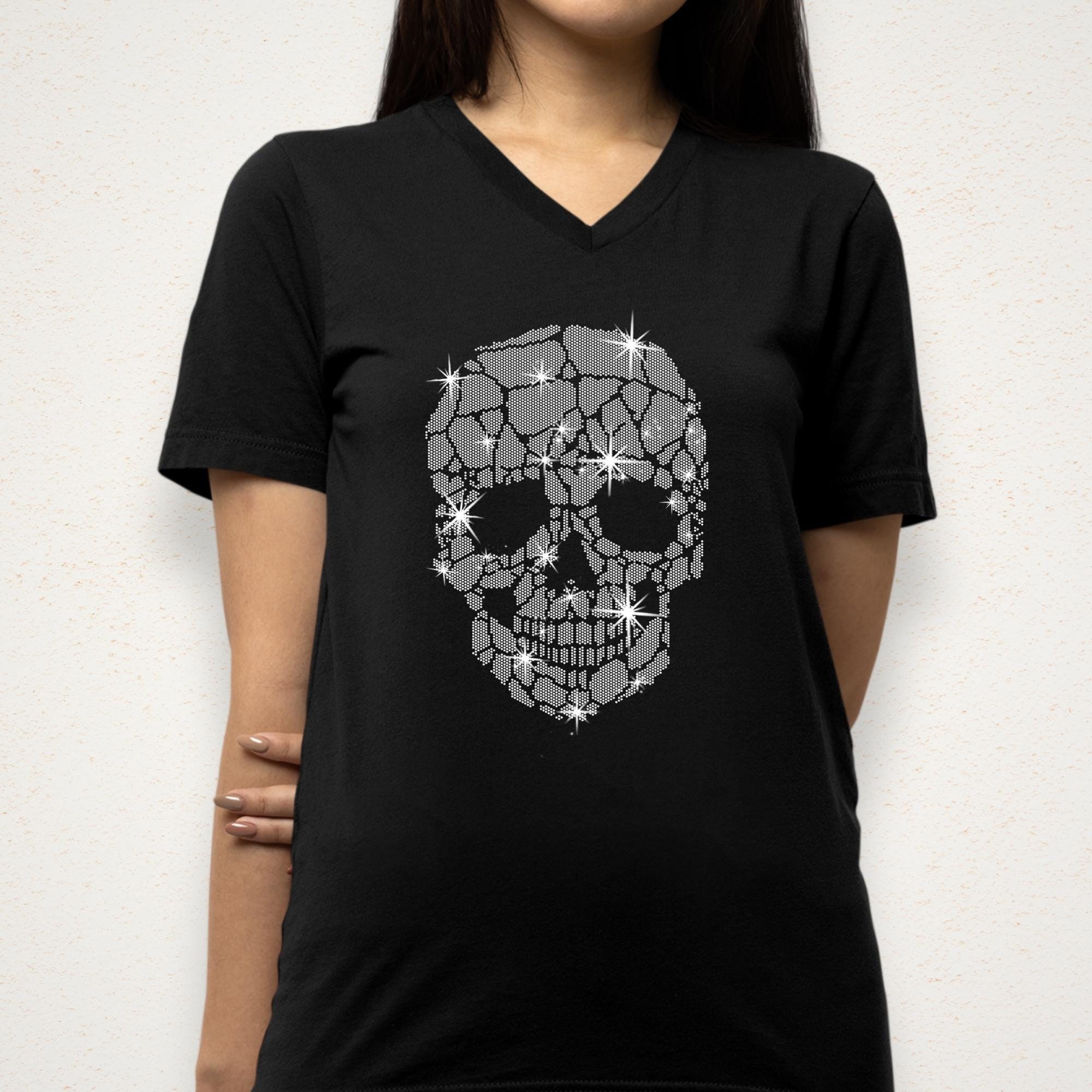 Rhinestone Skull T-shirt: Women's Bling Halloween Tee - Etsy Canada