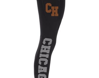 Chicago Rhinestone Football Leggings: Game Day Yoga Pants
