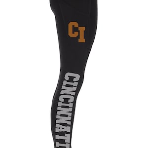 Cincinnati Rhinestone Football Leggings, Sparkling Football Pant,  Active Wear Yoga Pant, Bling Fanatic Leggings with side Pocket for Girls
