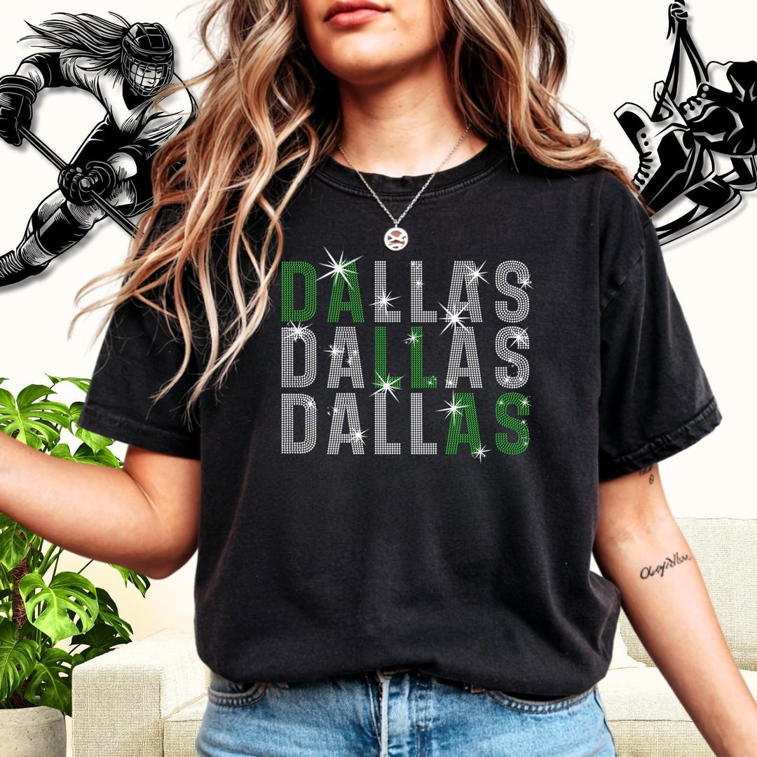 Dallas Rhinestone Shirt: Ice Hockey Game Day Season Outfit - Etsy