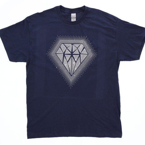 Sparkling Giant Diamond Rhinestone Bling Bling Short Sleeve T-shirt