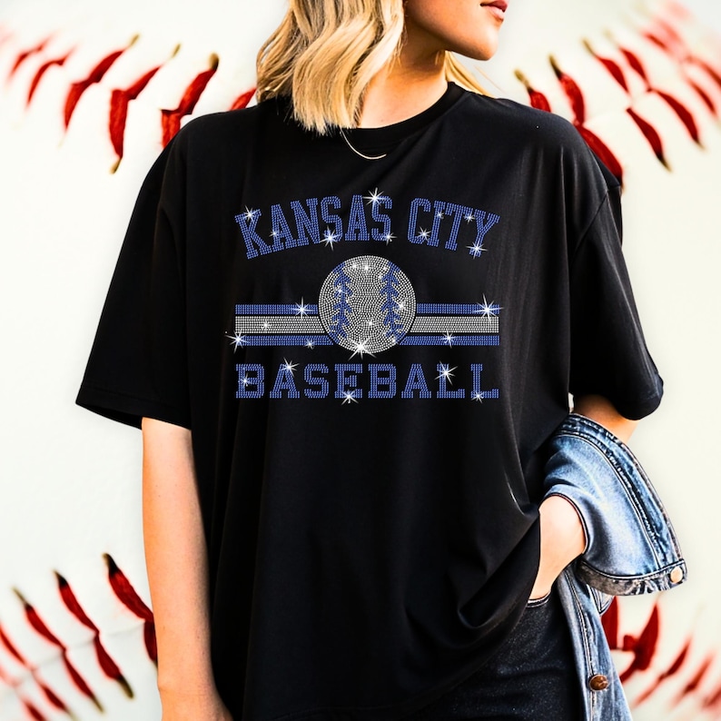 Kansas City Baseball Rhinestone T-Shirt, Team Spirit Wear Tee-Shirt, Comfort Colors Game Day Apparel, Super-Soft Adult & Youth Shirt, Baseball Mom Mama Shirt, Vintage Baseball Tee, Kansas City Tee, Game Day Apparel, Sports Lover Gift, Sports Team Apparel, Baseball Fan Gift