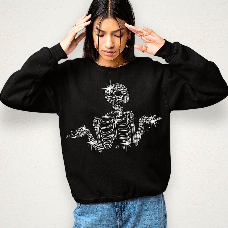 Skeleton Rhinestones Rhinestone Skeleton Sparkle Shirt: Halloween Gothic Outfit - Etsy