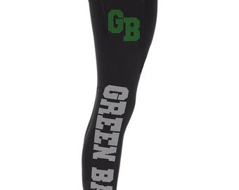 Leggings de fútbol americano con pedrería de Green Bay: pantalones de yoga brillantes del equipo