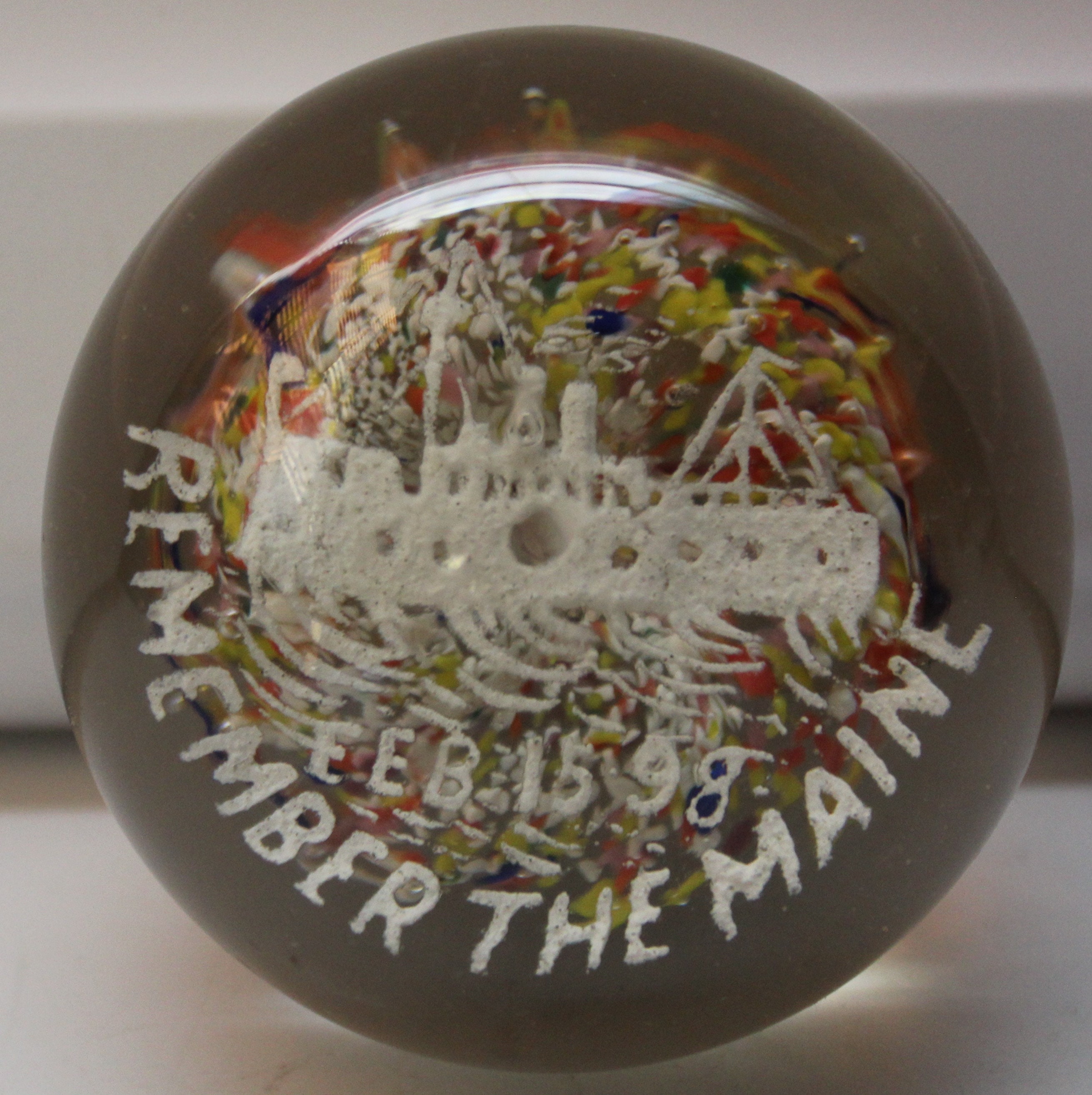 Antique Glass Paperweight remember the Maine Etsy