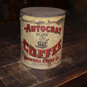 Antique Paper Label Coffee Tin
