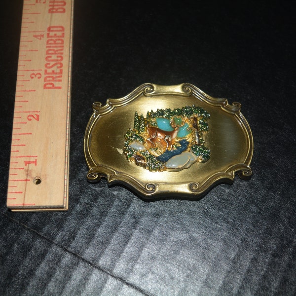 1978 Raintree belt buckle, Deer in Woods