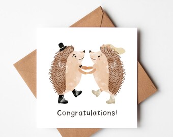 Hedgehog Wedding / Anniversary Illustrated Greeting Card