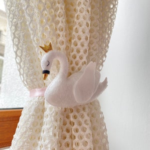 Curtain tie back Swan nursery decor Childrens party Woodland Fantasy theme birthday Girls room decor Delicate swan curtain tie back Playroom