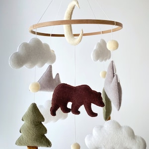 Woodland baby mobile, Woodland nursery, Forest animals mobile, Mountain mobile for crib