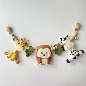 Stroller mobile safari,hanging toys for strollers, pram garland, pram chain,unisex kids gift, strap for stroller, baby shower gift,