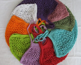 Eco-Friendly 100% Cotton Crocheted Netted Market Bags