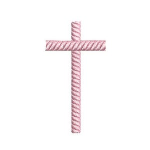 May include: A pink cross with a rope-like design.